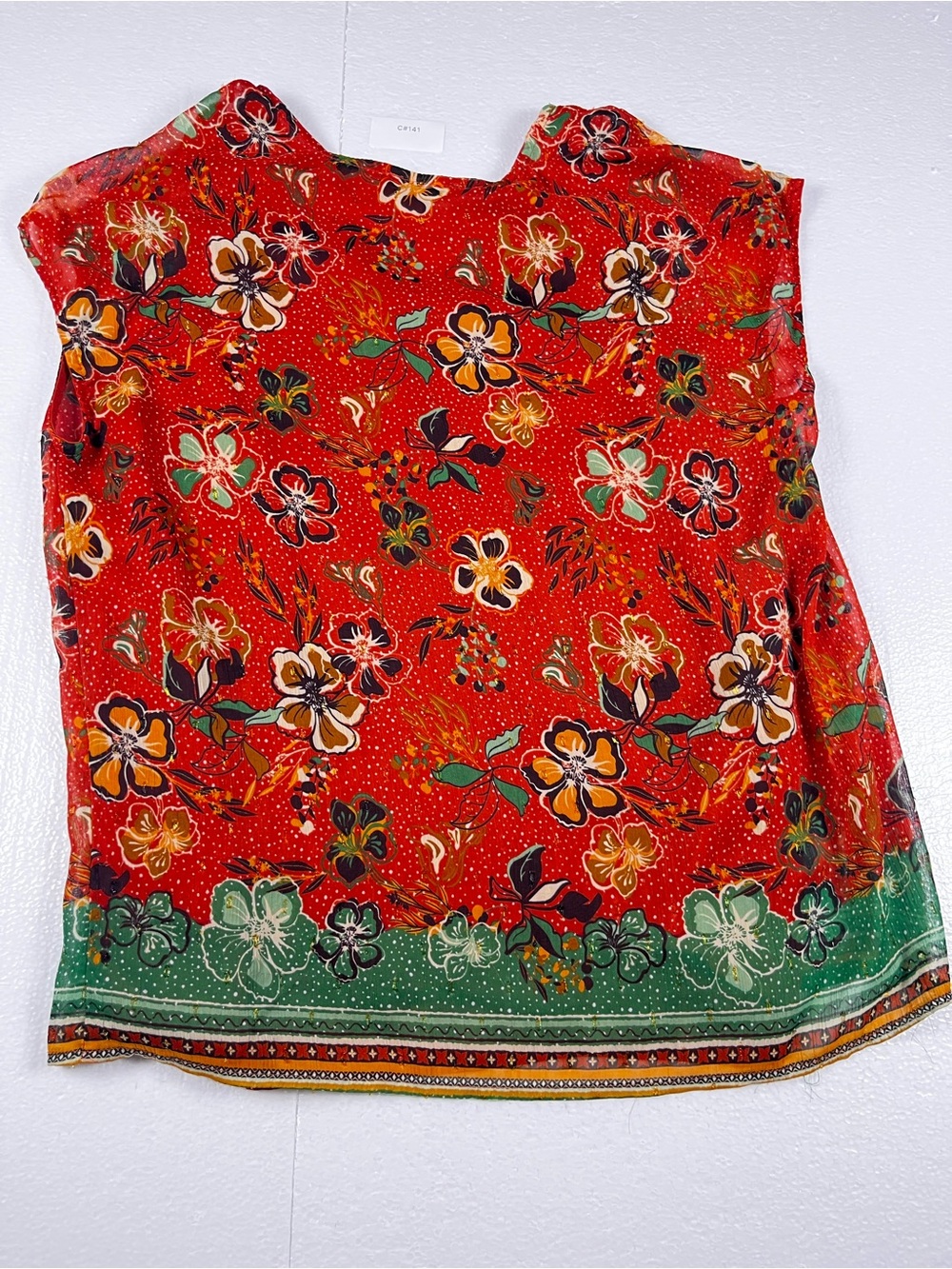Maison d’Amélie Paris Floral Blouse Top Size Small Red Multicolor - sku 141 - Picture 7 of 8
